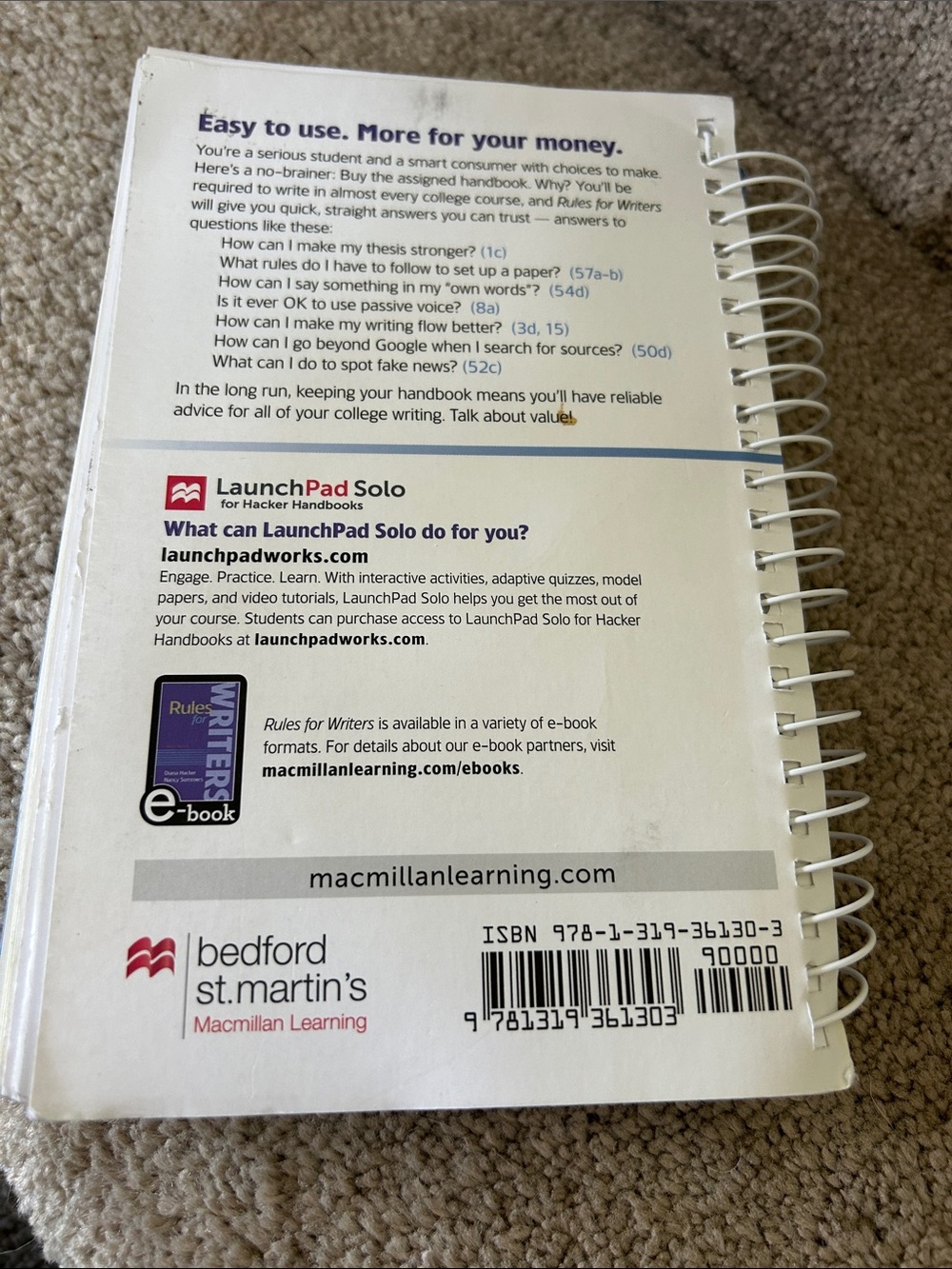 Diana Hacker & Nancy Sommers Rules for Writers - Purple Spiral Reference book image 2